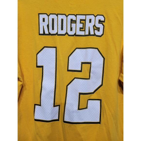 Majestic Aaron Rodgers # 12 T Shirt Greenbay Packers Mens Large Yellow - Picture 4 of 8